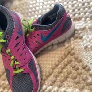 Nike Pink and Gray Sneakers with Green Accents